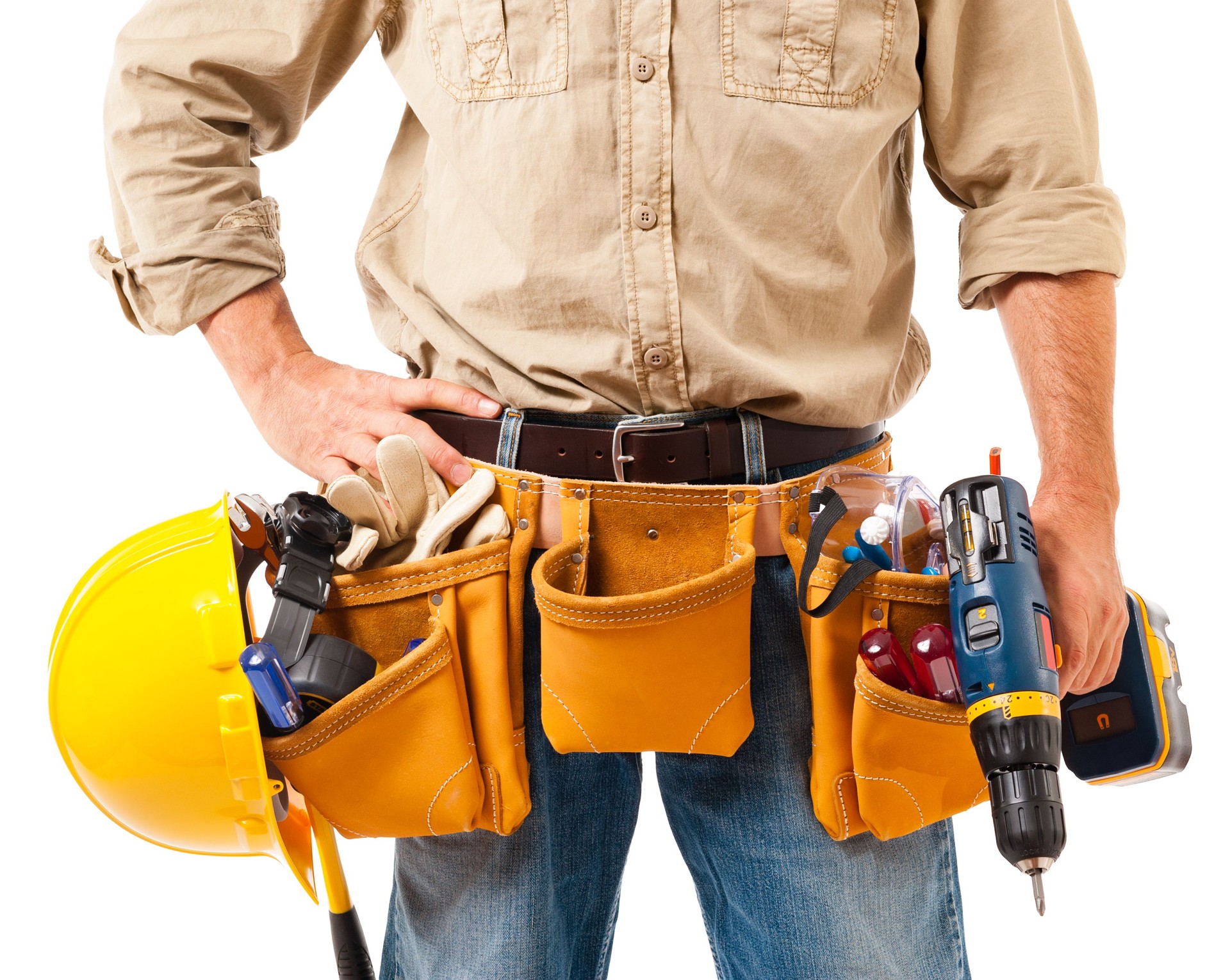 Construction Contractor Carpenter Detail on White
